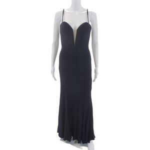 Ieena for MacDuggal Womens Sleeveless A Line Evening Gown Navy Blue Size 4